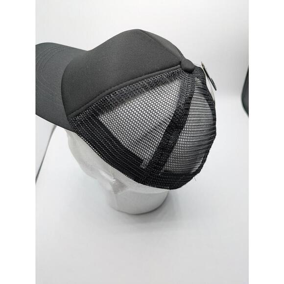 Plain Black Trucker Baseball Hat Cap with Mesh Back NWT - Picture 3 of 8